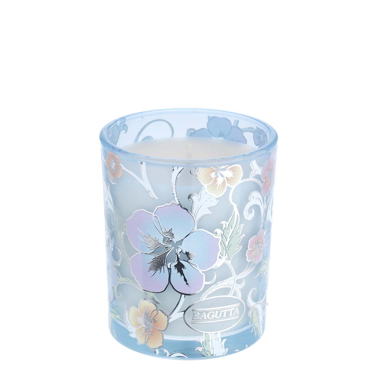 BICCHIERE CON CERA PROFUMATA 150gr - Fiori azzurro Cannella
